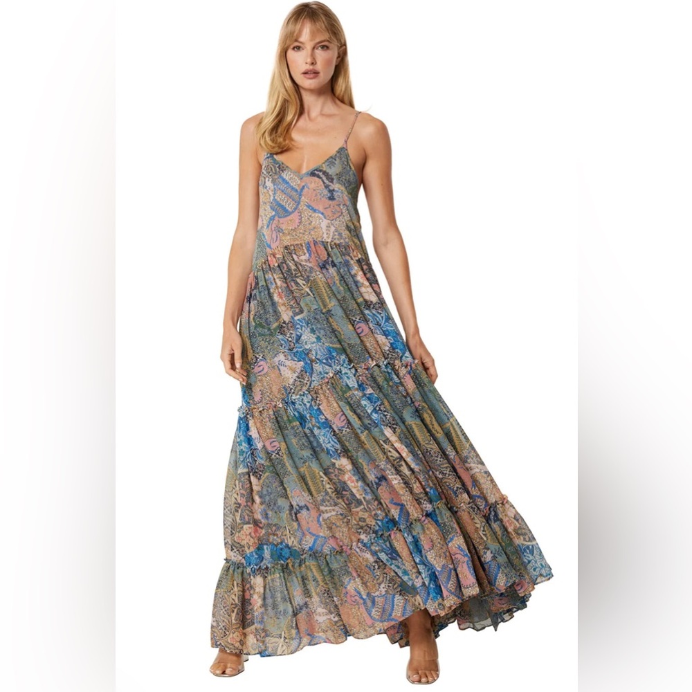 Misa Kali Dress In Blue Patchwork Batik Print Size S